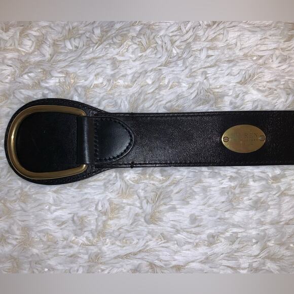 Ralph Lauren Belt black wide d ring belt horse but shoe western brass hardware M